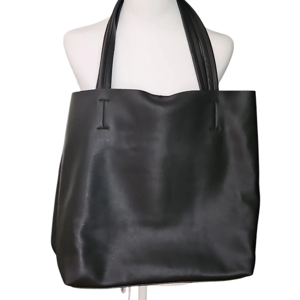 Antik Kraft Black Leather Tote Bag